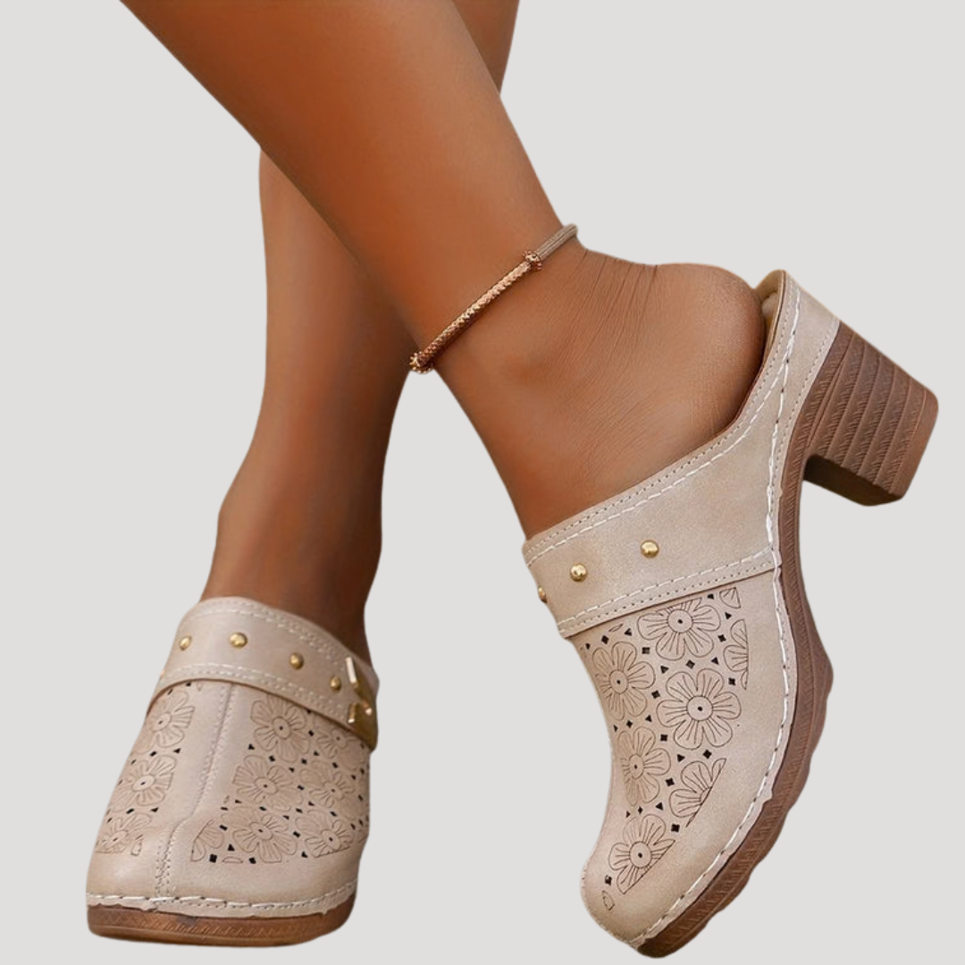 Ilka | Damen Slip-On Clogs mit Blockabsatz