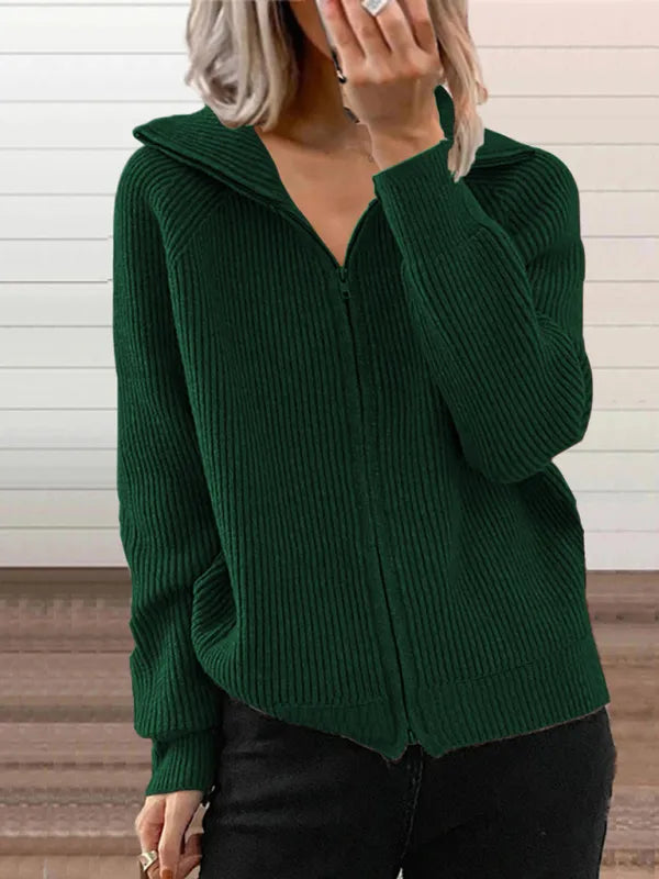 Krohn-e | Rippstrick-cardigan mit Reißverschluss Weich und Stilvoll Perfekt für Schichten