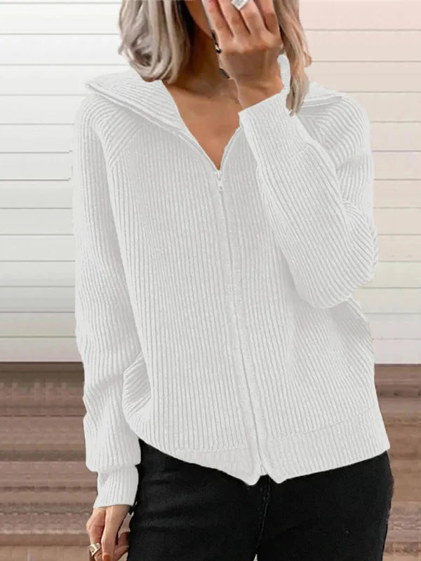 Krohn-e | Rippstrick-cardigan mit Reißverschluss Weich und Stilvoll Perfekt für Schichten
