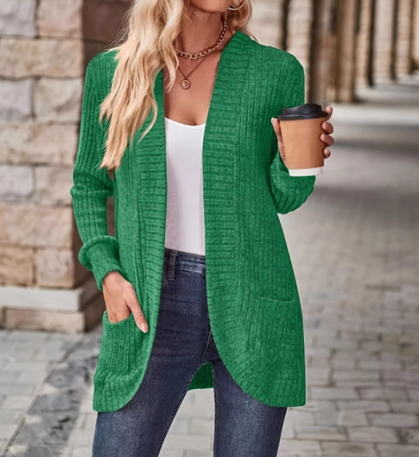 Krohn-e | Cardigan - Damen Herbst Freizeit Fleece Strickjacke
