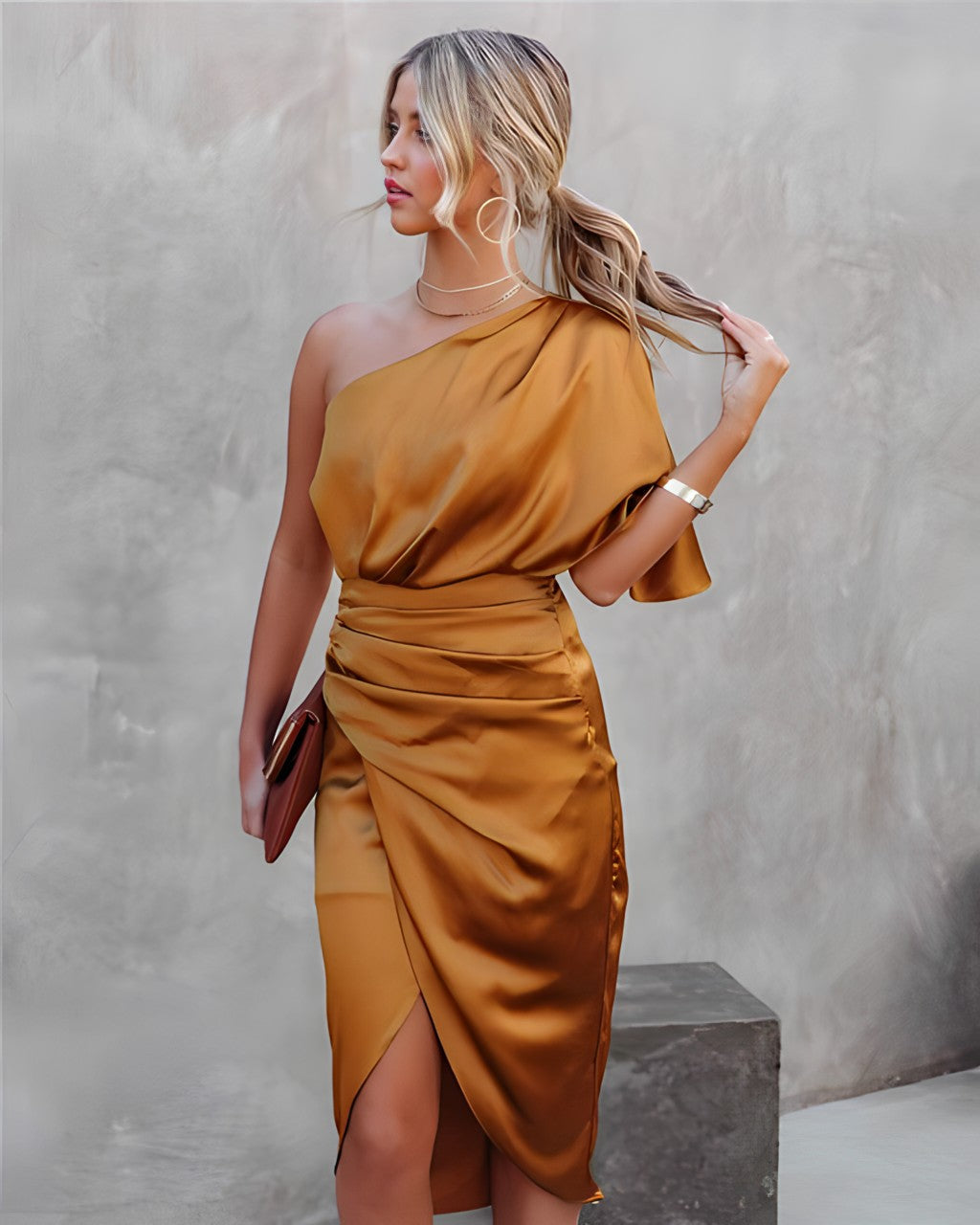 Elegantes Damen-Cocktailkleid mit One-Shoulder-Ausschnitt