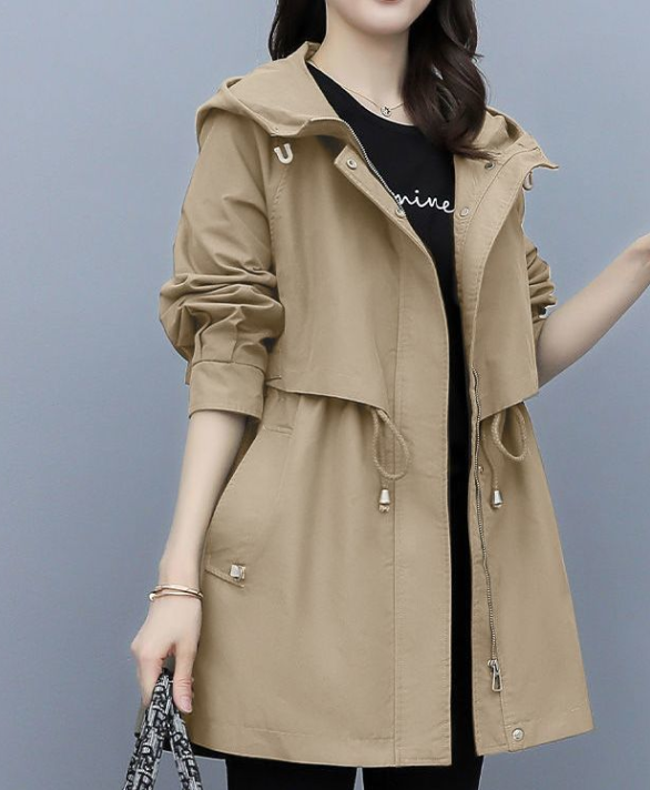 Krohn-e | Langer Wasserdichter Trenchcoat für Damen Mit Kapuze