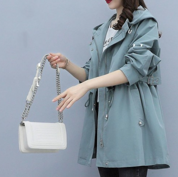 Krohn-e | Langer Wasserdichter Trenchcoat für Damen Mit Kapuze
