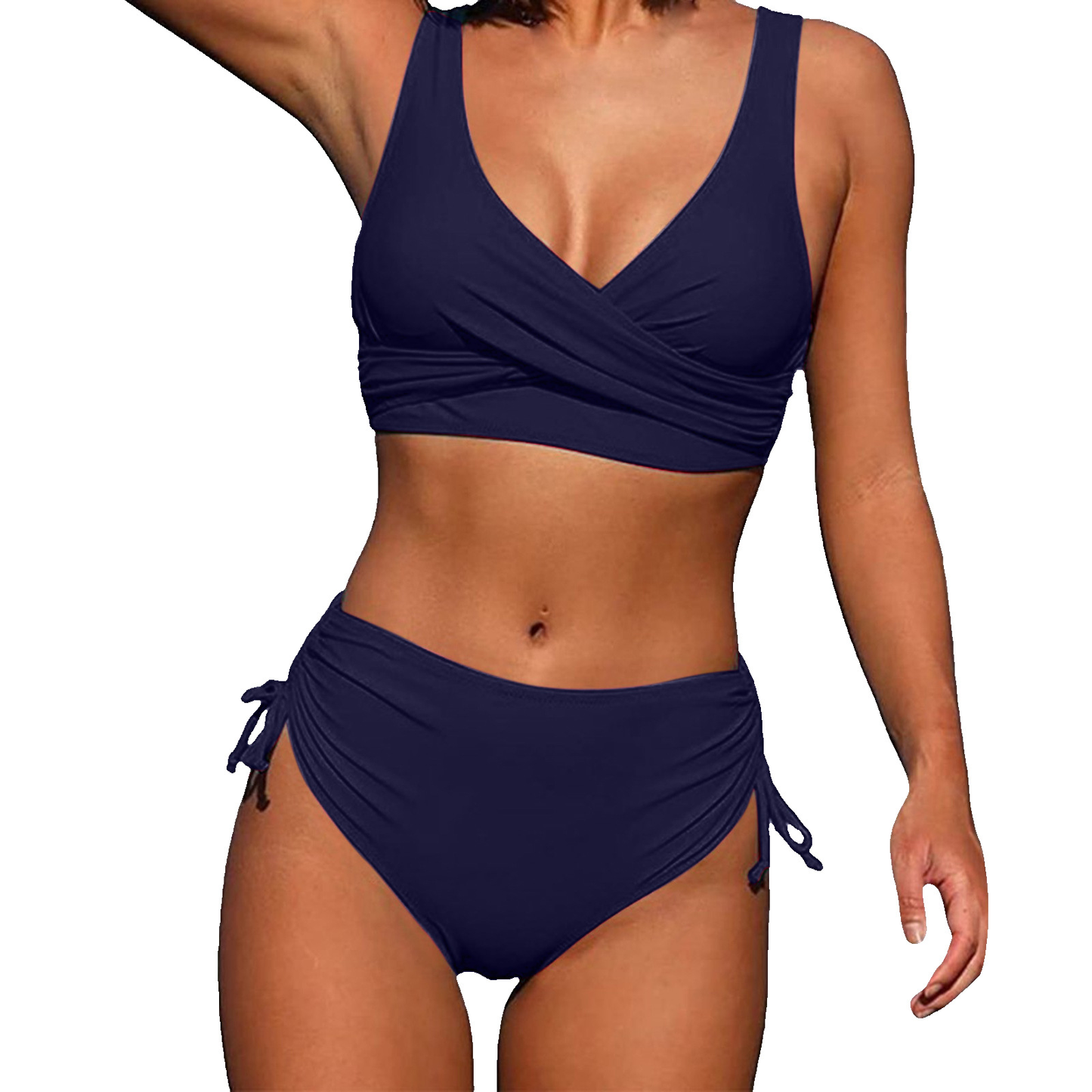 KROHN-E Damen High-Waist Bikini Verstellbare Träger Vollabdeckung