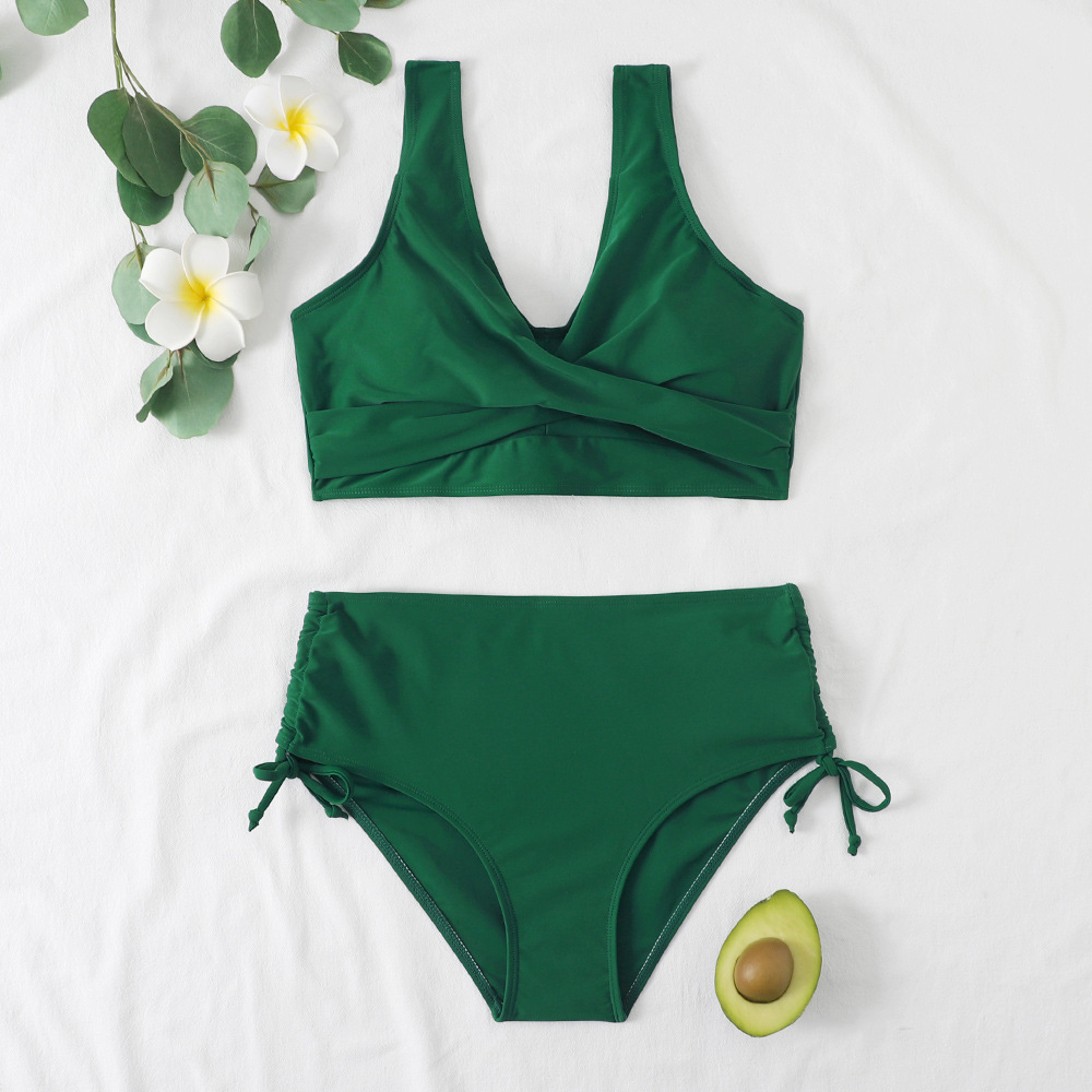 KROHN-E Damen High-Waist Bikini Verstellbare Träger Vollabdeckung