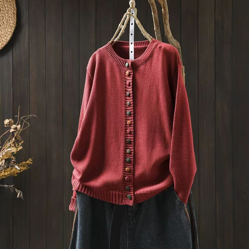 KROHN-E Damen Strick-Cardigan Gemütlich Atmungsaktiv One Size