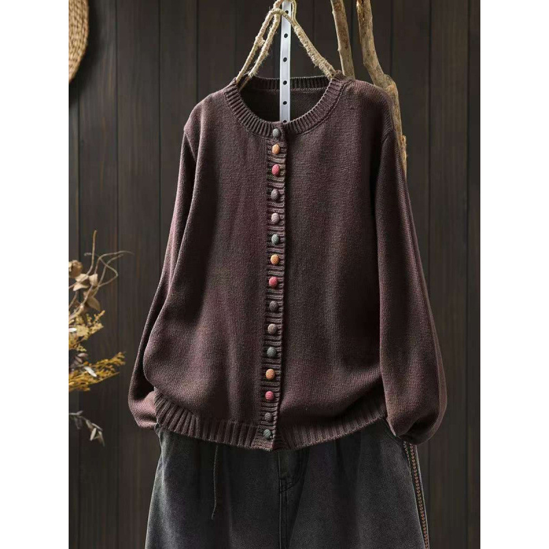 KROHN-E Damen Strick-Cardigan Gemütlich Atmungsaktiv One Size