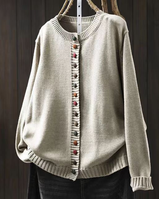 KROHN-E Damen Strick-Cardigan Gemütlich Atmungsaktiv One Size
