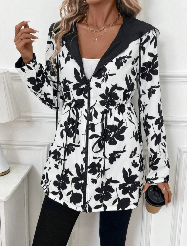 KROHN-E Damen Wendejacke Leopardenmuster Vielseitig