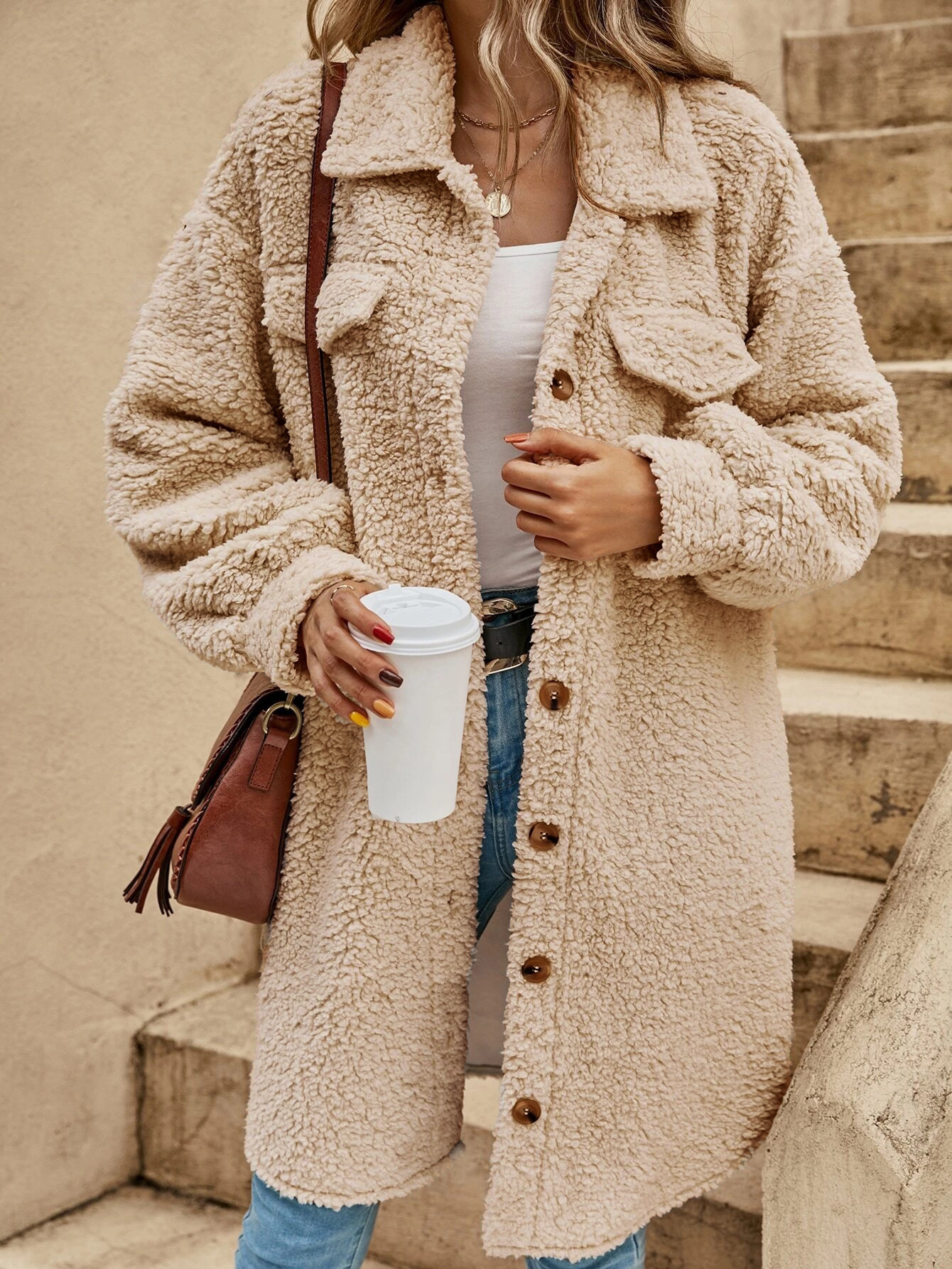 Krohn-e | Teddy-jacke mit Taschen Sherpa Weich und Warm