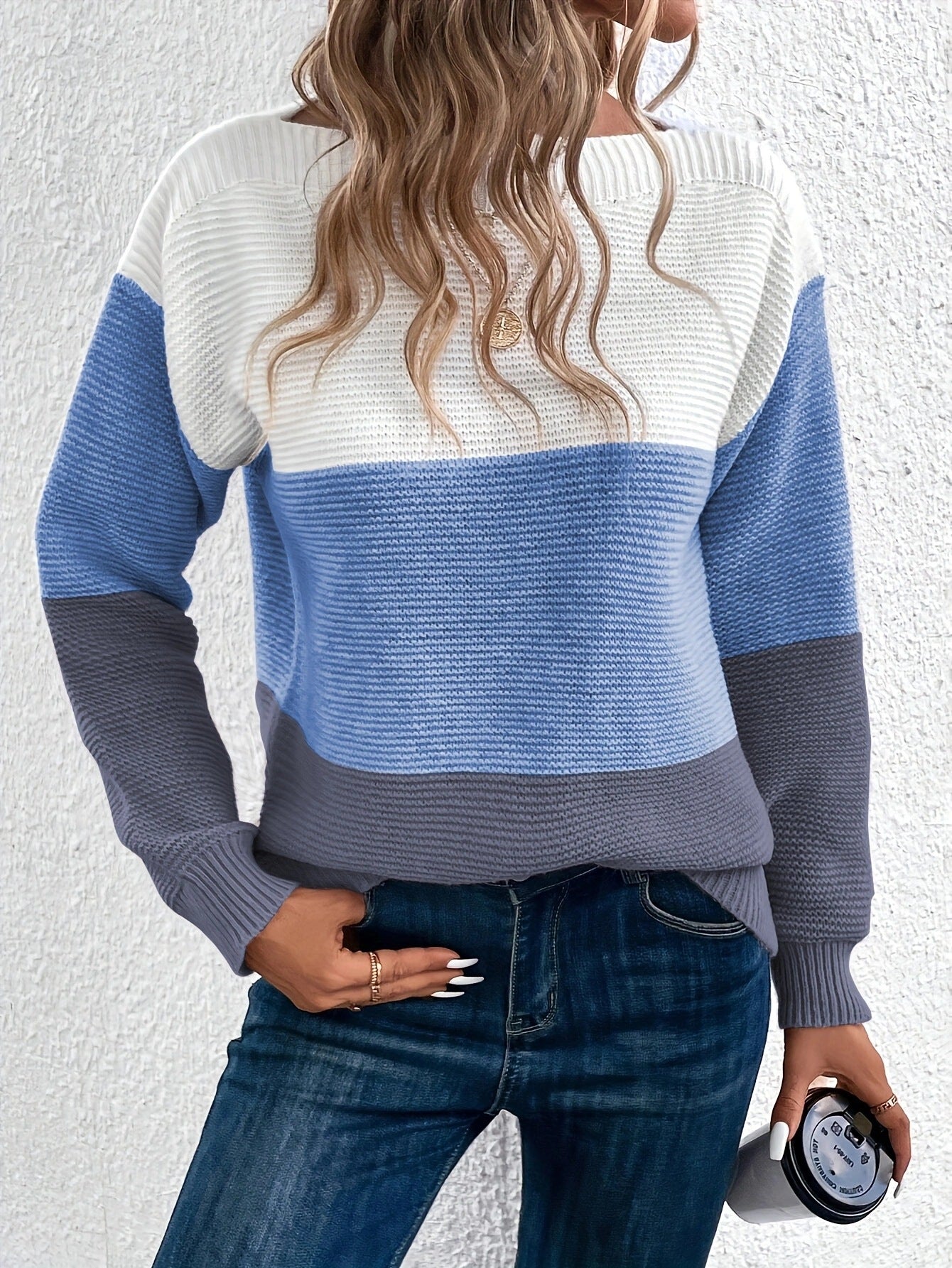 Krohn-e | Blockstreifen Strickpullover Weicher Komfort Lässiger Stil