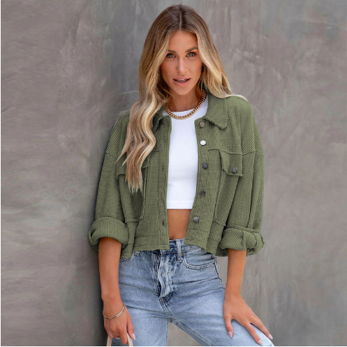 Krohn-e | Lässige Kurze Jacke Baumwolle Leicht und Trendy