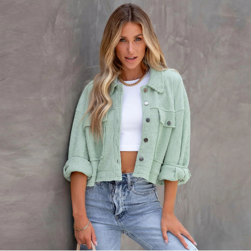 Krohn-e | Lässige Kurze Jacke Baumwolle Leicht und Trendy