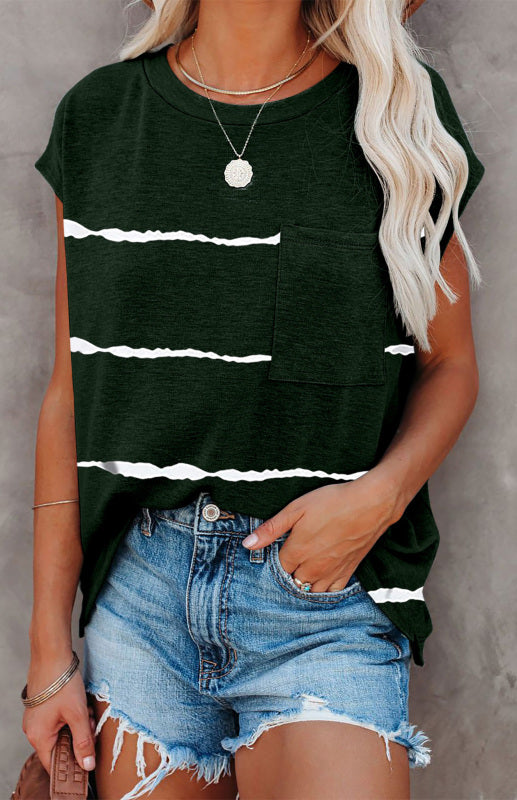 Fudus Kurzarm Top mit Rundhalsausschnitt und Tasche