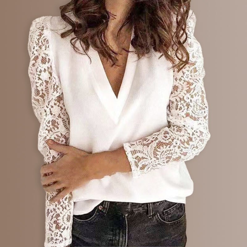 Fudus Langarm-Oberteil mit V-Ausschnitt