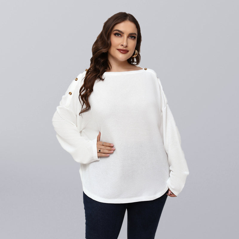 Fudus Oversize Langarm Bluse, Einfarbig, Große Größen