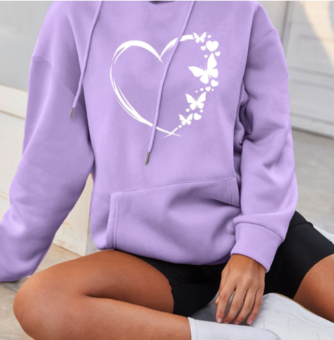 Krohn-e | Vibrant Hoodie mit Herzdruck Baumwolle Komfortabel
