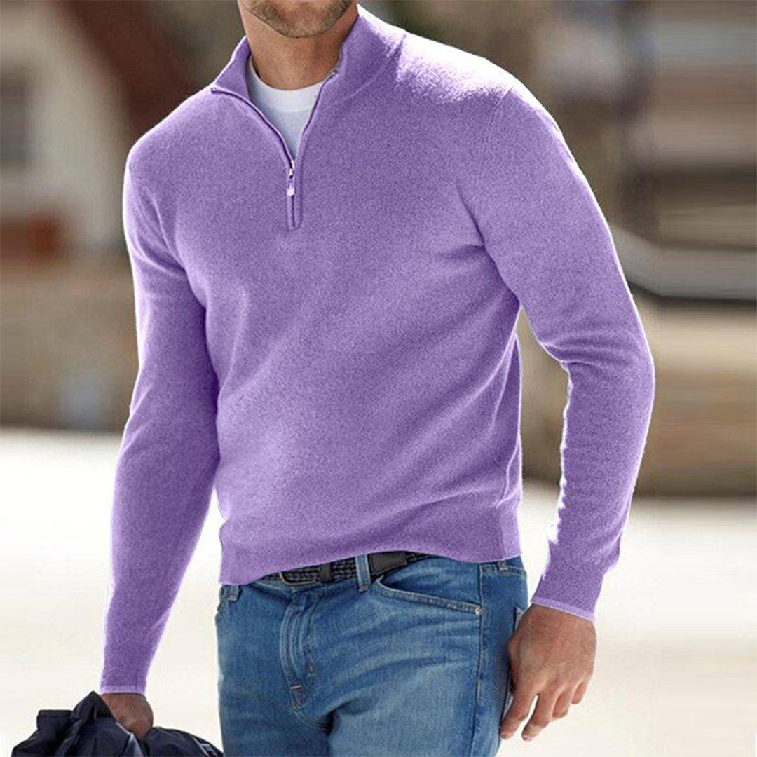 Karl | Herren pullover Quarter-Zip Stehkragen Slim Fit