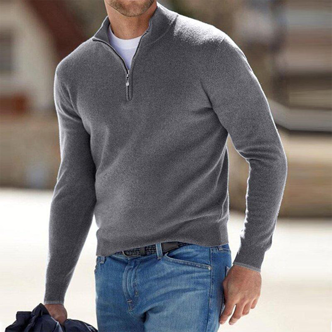 Karl | Herren pullover Quarter-Zip Stehkragen Slim Fit