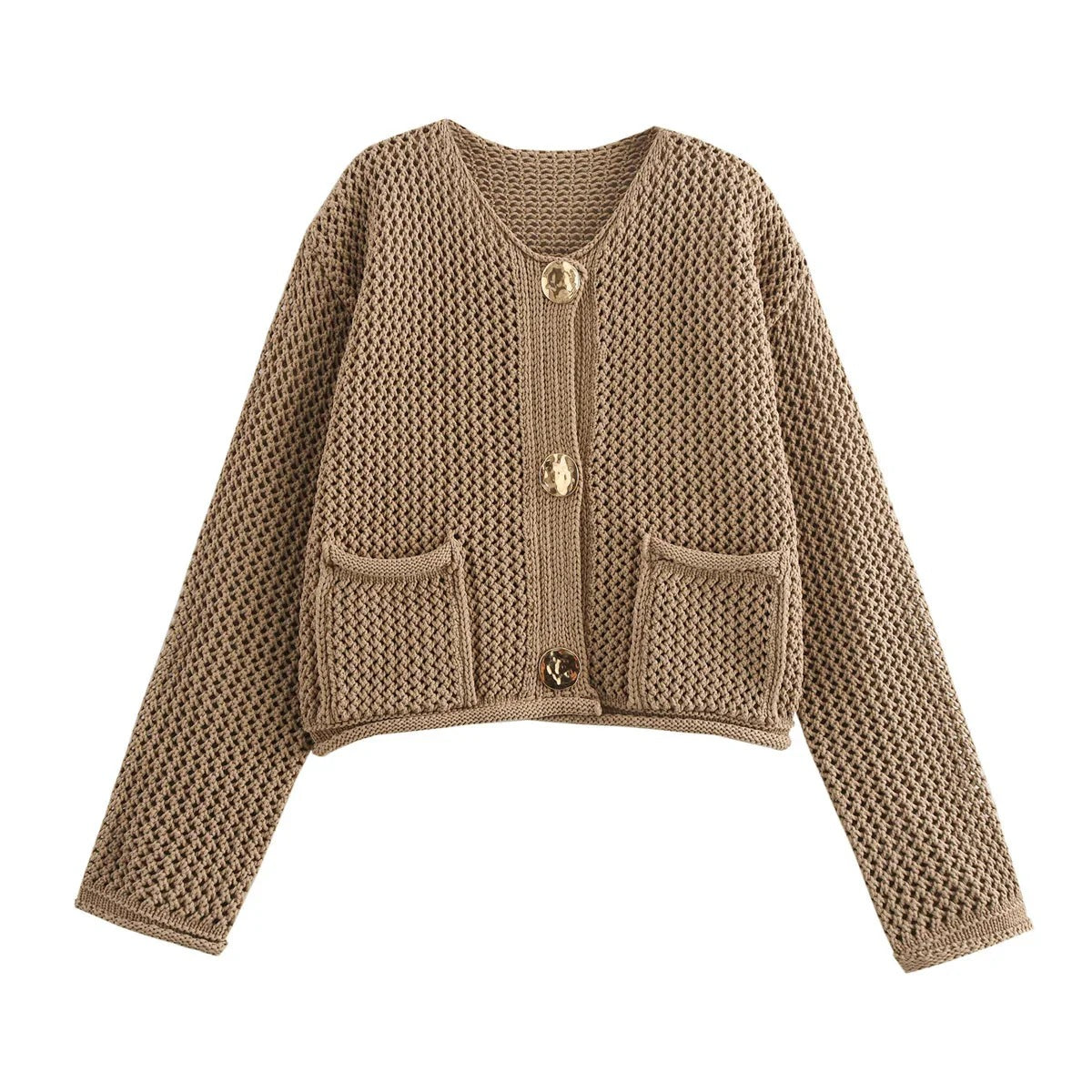 Krohn-e | Strickjacke mit Goldenen Knöpfen Perfekt für Den Herbst