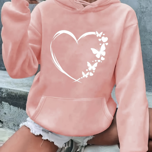 Krohn-e | Vibrant Hoodie mit Herzdruck Baumwolle Komfortabel