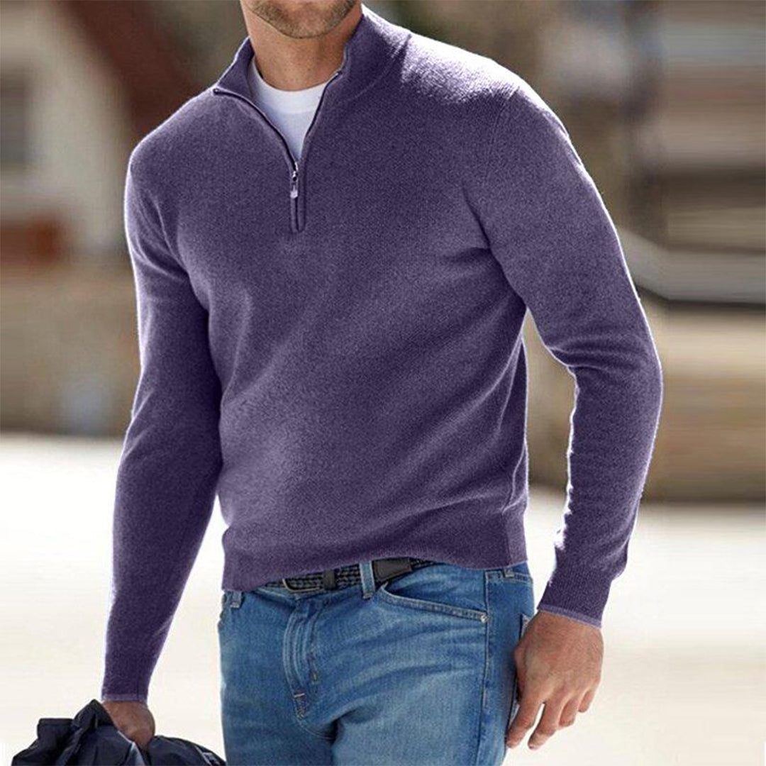 Karl | Herren pullover Quarter-Zip Stehkragen Slim Fit