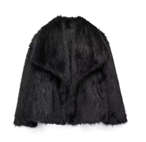 Krohn-e | Oversized Pelzjacke - Schal-Kragen Kürzere Jacke