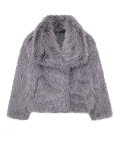 Krohn-e | Graue Kunstfelljacke mit Oversize