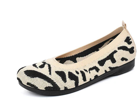 Flache Ballettschuhe mit Zebramuster aus Hyazinthenmaterial
