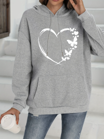 Krohn-e | Vibrant Hoodie mit Herzdruck Baumwolle Komfortabel