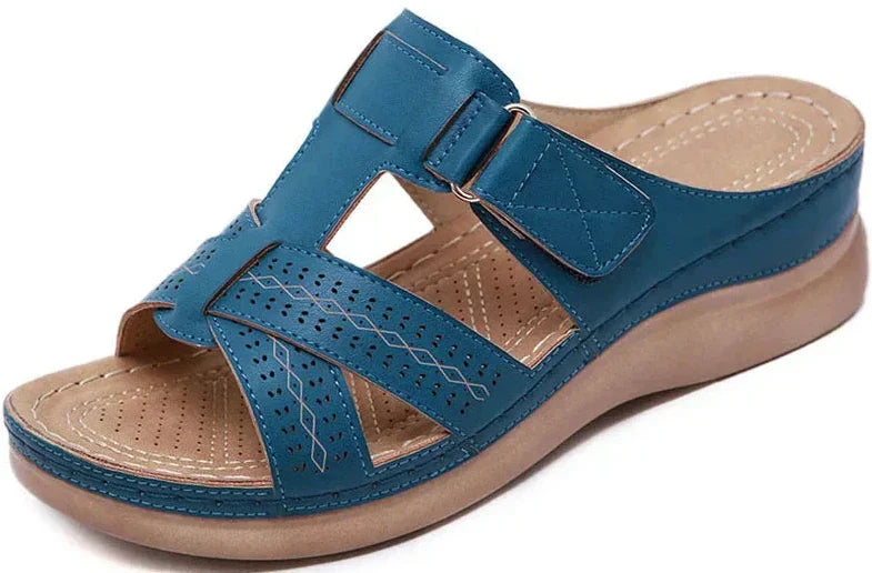 KROHN-E Damen Sandalen Verstellbare Riemen Gepolsterte Sohle Beige