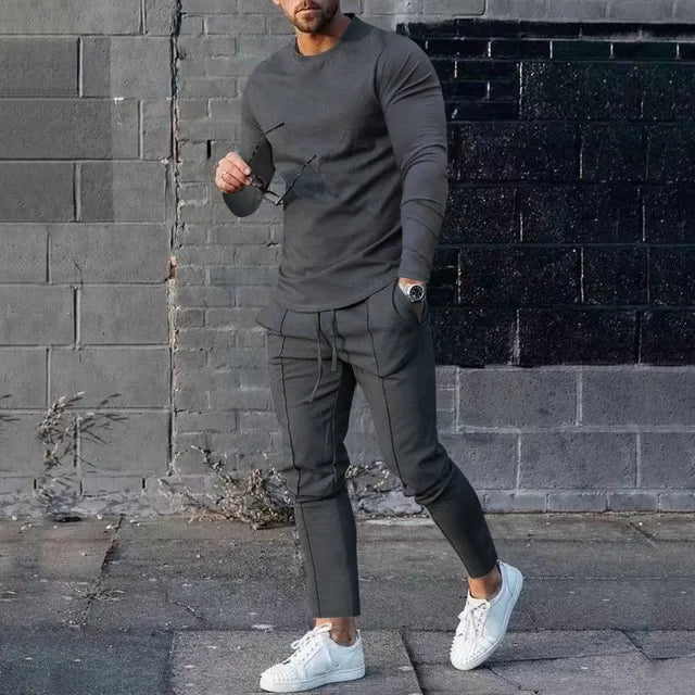 Mario | Herren Set Langarmshirt Hose Slim Fit Casual