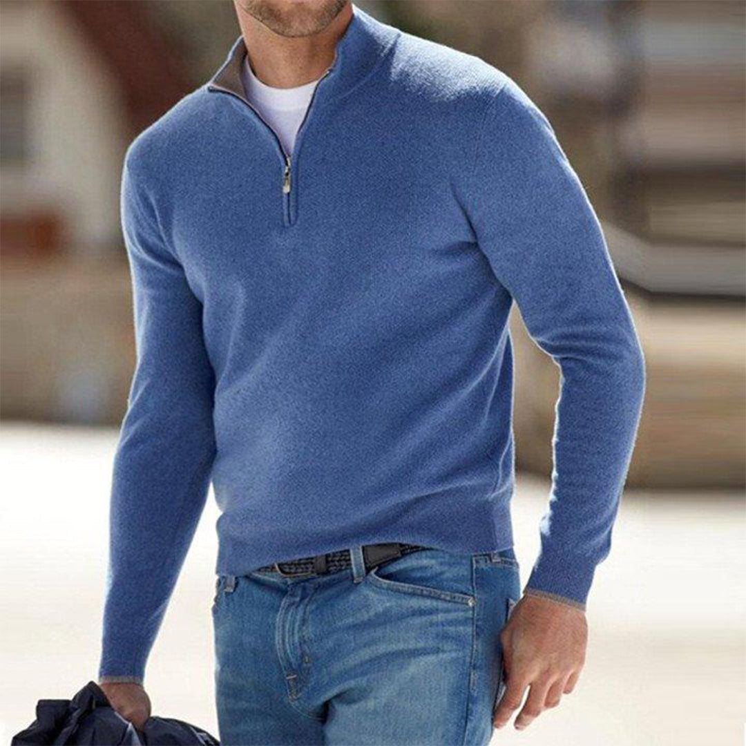Karl | Herren pullover Quarter-Zip Stehkragen Slim Fit