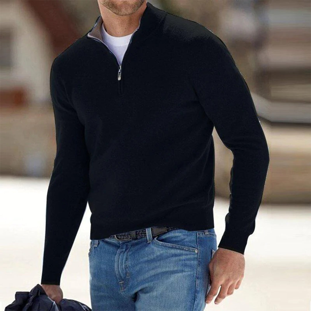 Karl | Herren pullover Quarter-Zip Stehkragen Slim Fit