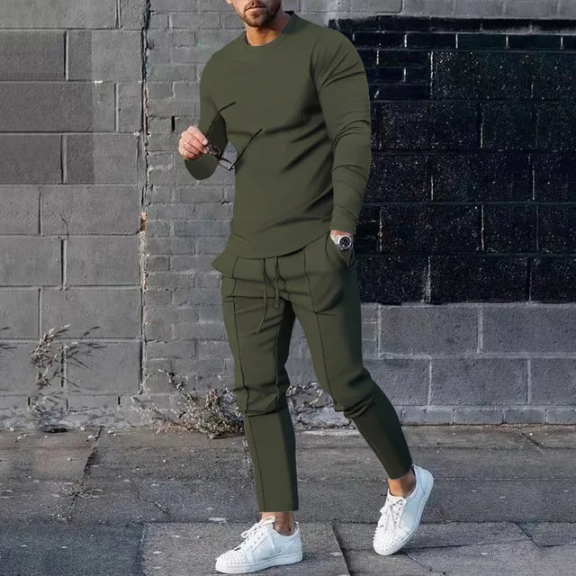 Mario | Herren Set Langarmshirt Hose Slim Fit Casual