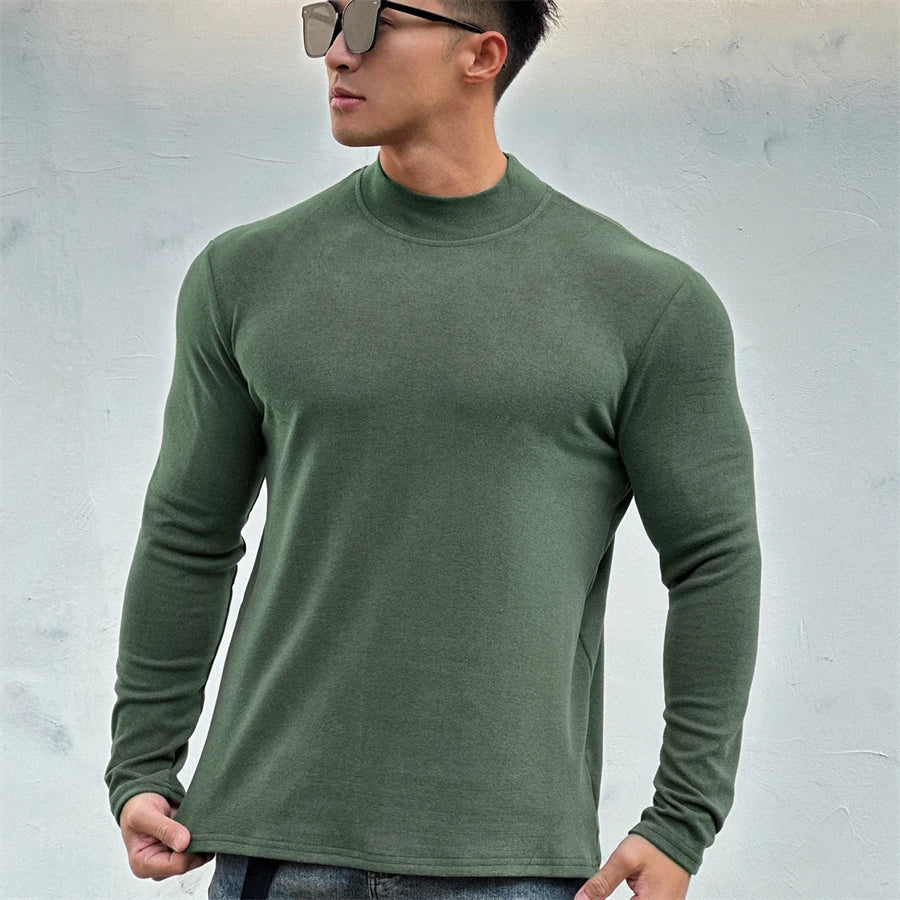 Herren Langarm-Rollkragenhemd in Slim Fit von Ari