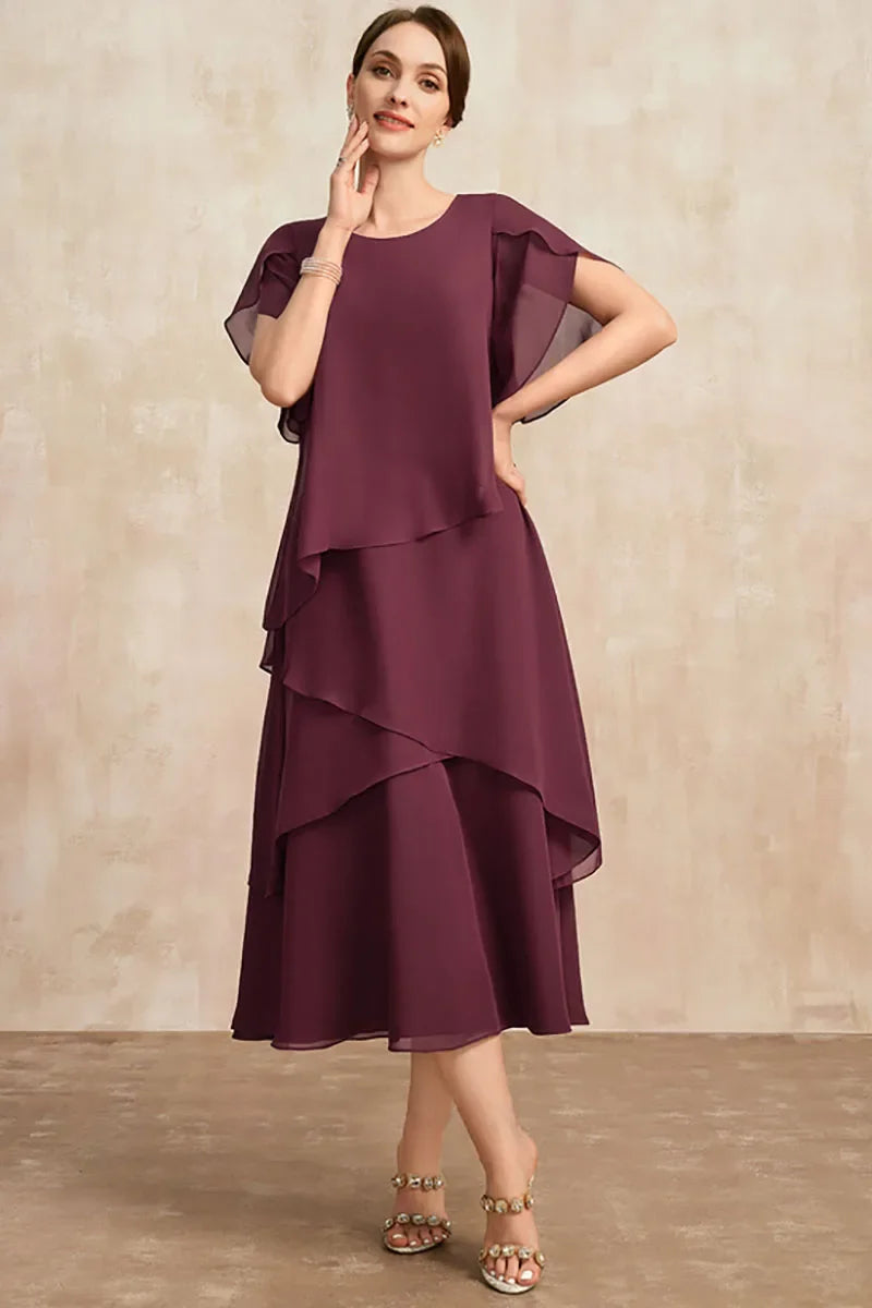 KROHN-E Damen Chiffon-Kleid Fließend Leichtgewicht Elegante Silhouette