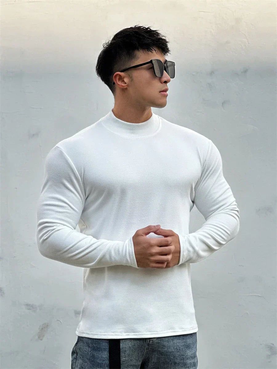 Herren Langarm-Rollkragenhemd in Slim Fit von Ari