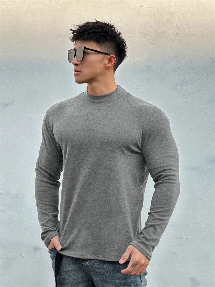 Herren Langarm-Rollkragenhemd in Slim Fit von Ari