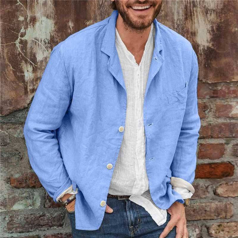 Luco | Herren Sakko hellblau, casual Blazer Sommer Langarm