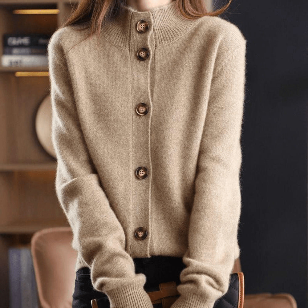 Krohn-e | Cardigan - Damen weicher Knopf-Cardigan