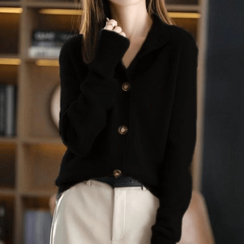Krohn-e | Cardigan - Damen weicher Knopf-Cardigan