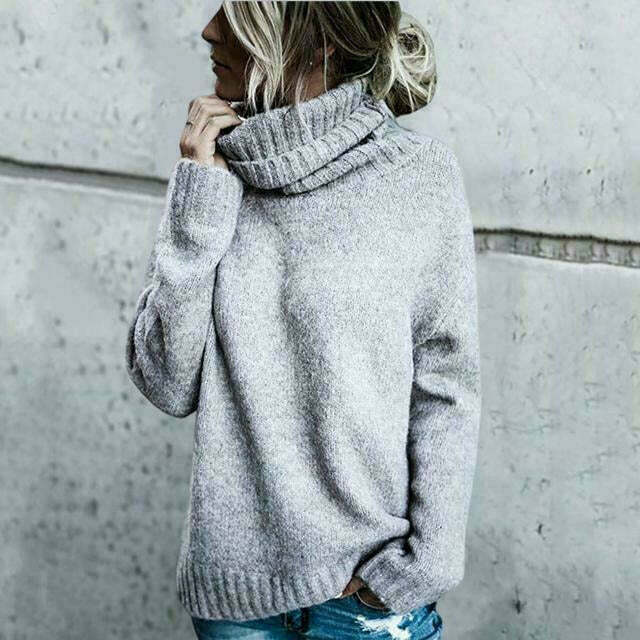 Krohn-e | Pullover - Damen Herbst Übergröße Strick Rollkragenpullover