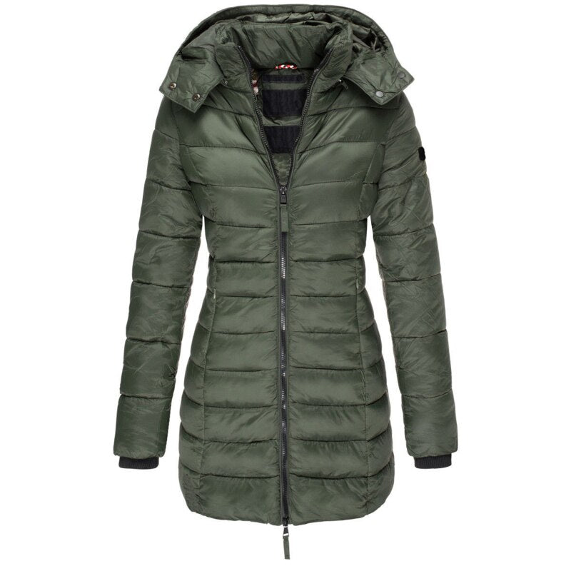 Krohn-e | Lange Gepolsterte Jacke mit Kapuze Winddicht und Warm Perfekt für Kaltes Wetter