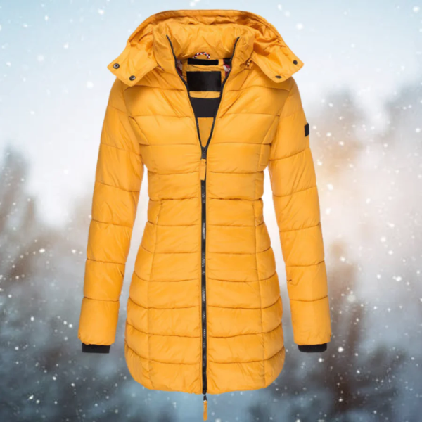 Krohn-e | Lange Pufferjacke – Fitted Steppdesign – Wasserabweisend – Abnehmbarer Kapuze