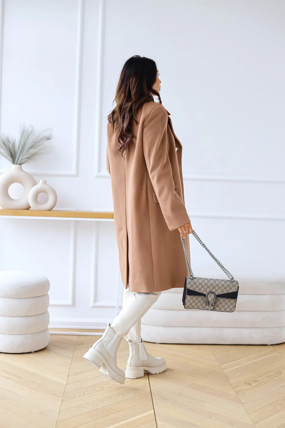 Krohn-e | Doppelreiher Langmantel Elegante Wollmischung Übergangsjacke