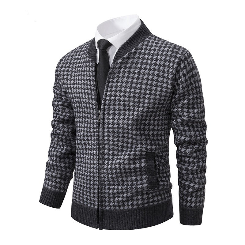 Krohn-e | Herrenstrickjacke mit Hahnentrittmuster - Søren