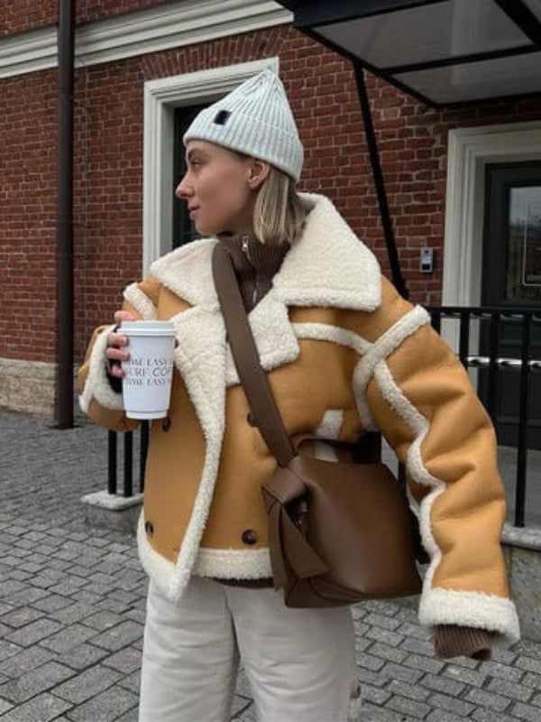 Krohn-e | Übergröße Damen Teddyjacke mit Auffälligem Kragen
