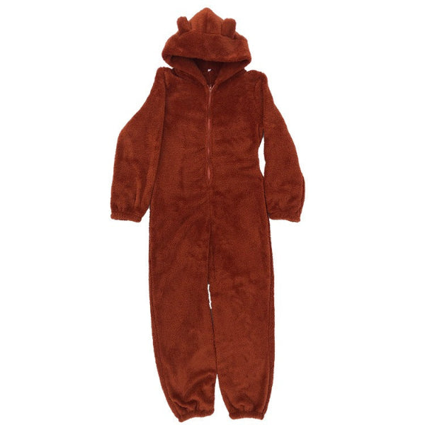 Krohn-e | Damen Teddy Fleece Overall mit Kapuze