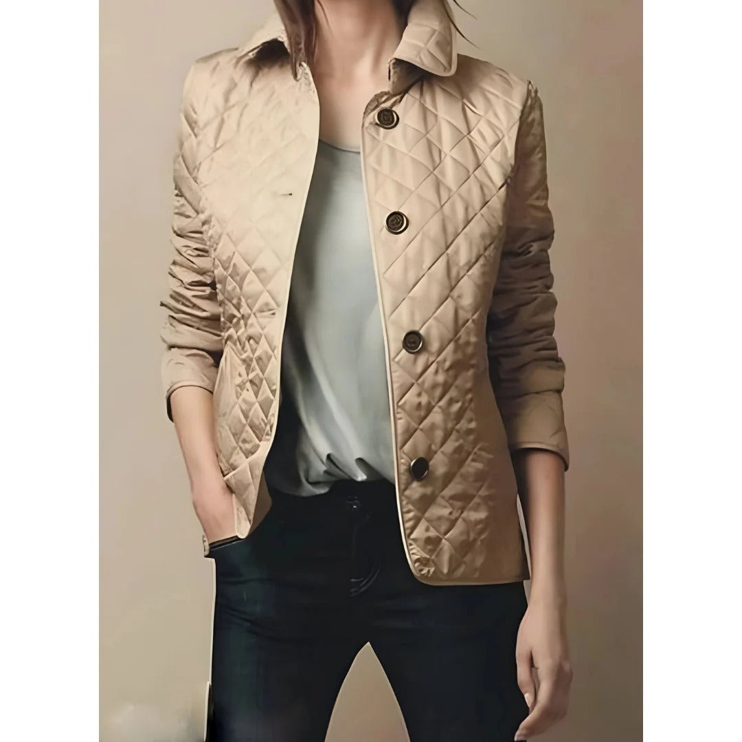 Krohn-e | Steppjacke – Taillierte Passform – Diamantmuster – Hüftlänge – Knopfverschluss